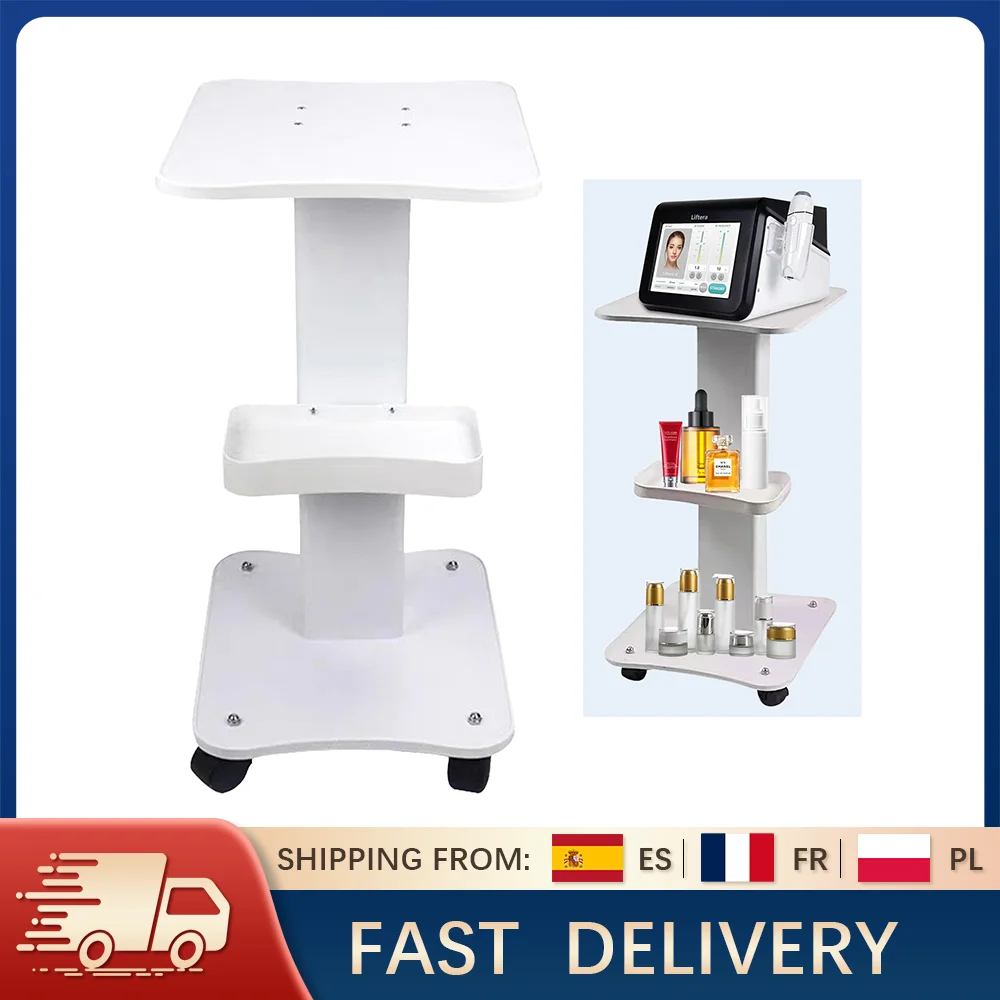 Carrinho de armazenamento para salão de beleza, 40 kg de carga, equipamento de spa, suporte de 3 camadas, mesa de salão, prateleira de madeira 360 °   Rodas silenciosas