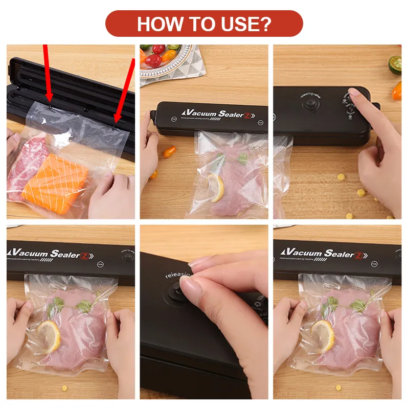 acuum Sealer Packaging Machine with Free 10pcs Vacuum bags Household Black Food Vacuum Sealer