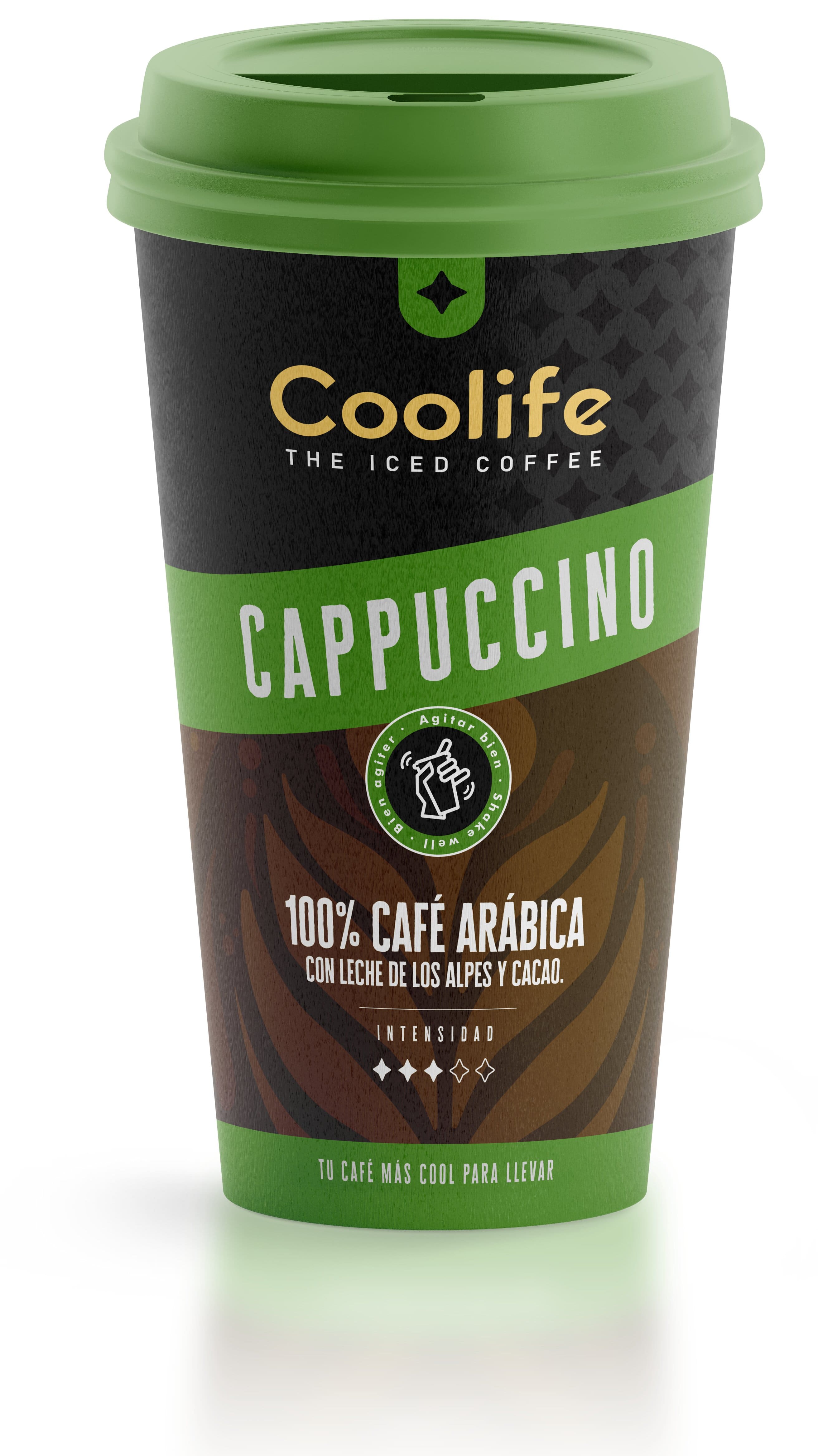 Café frío Capuccino Coolife - Ideal para llevar y beber - Pack de 10 unidades de 230ml - Combinación el punto exacto de cacao y el mejor café 100% arábica con leche de los Alpes