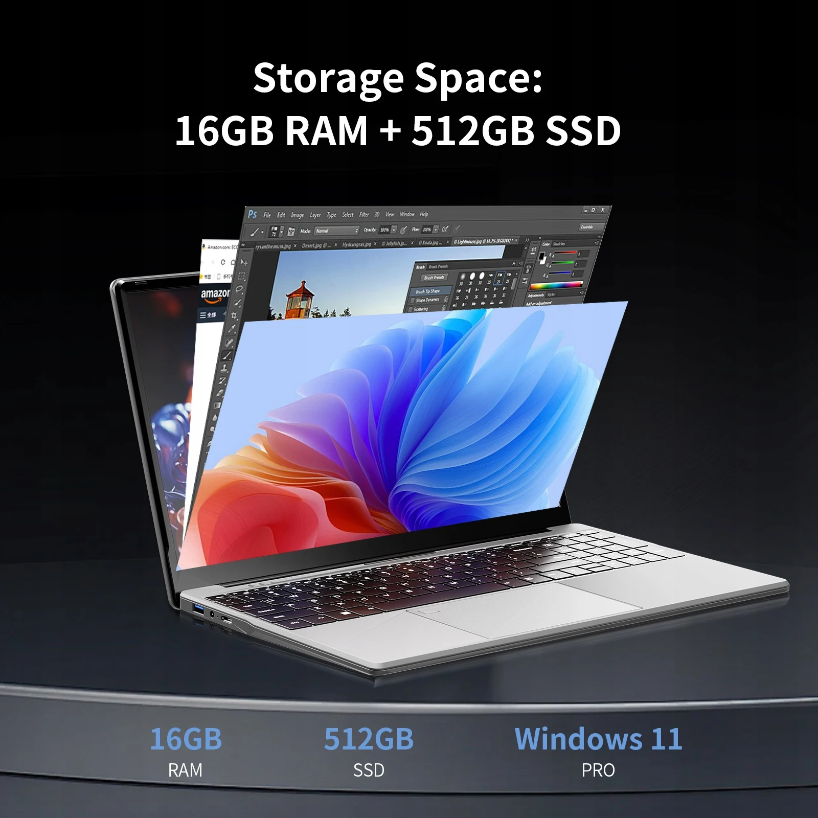 Laptop portatile da 15,6" SSD Intel i7-6500U 16 GB Ram 1 TB / 512 GB Notebook Windows 11 Gamer Office Retroilluminato Fingerpri Wifi Computer