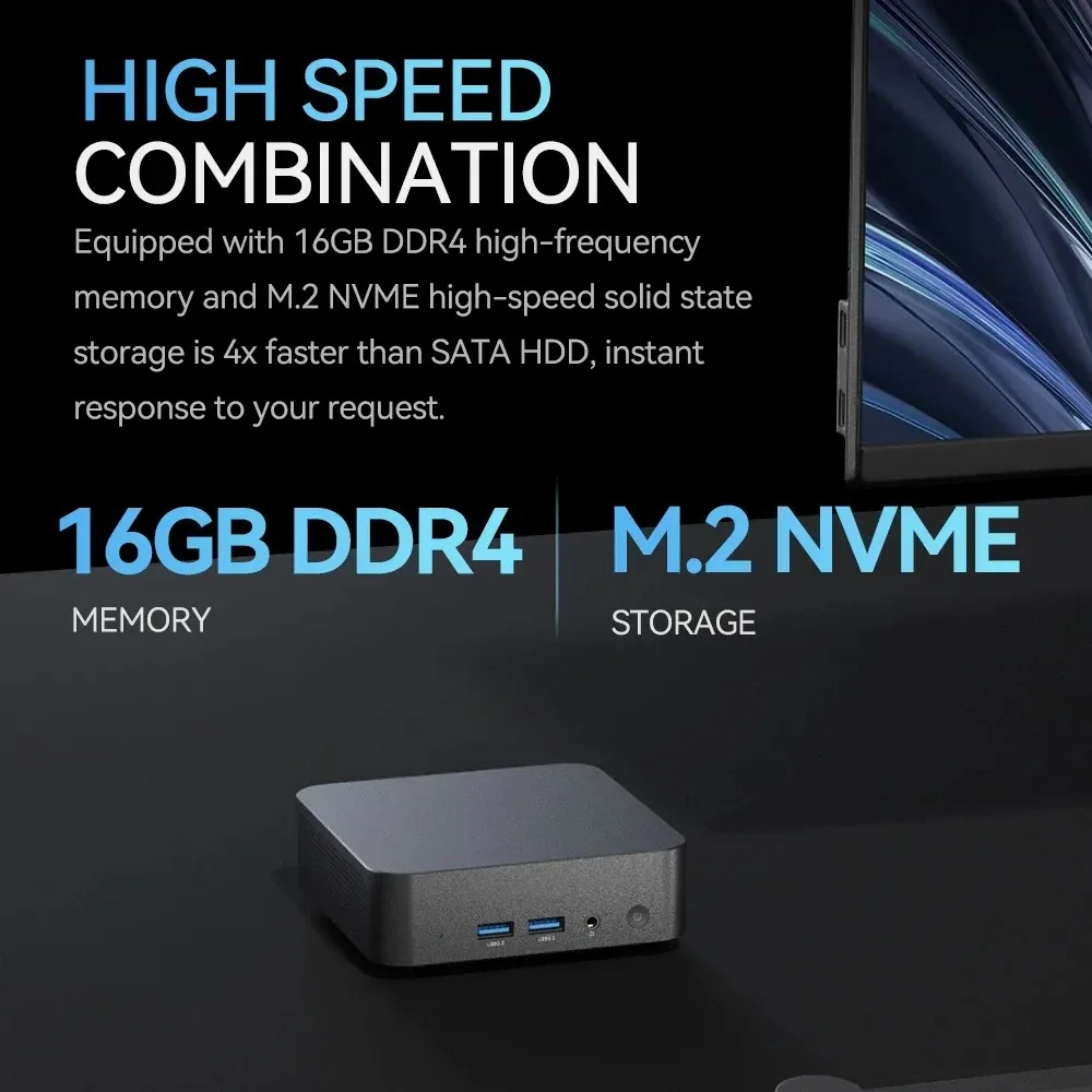 Gaming Mini Pc Intel Celeron N5095a Windows 11 Pro 16Gb Ddr4 1Tb Ssd Wifi 6 M.2 Uhd Graphics 1000Mbps Draagbare Mini-Pc Desktop