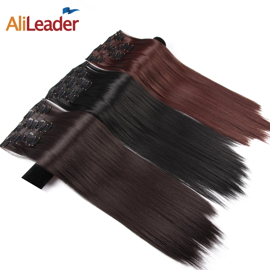 Alileader Tổng Hợp Kẹp Trên Tóc 6 Cái/bộ 22Inch Thẳng Bộ Tóc Giả Xoăn 16 Kẹp Tóc Ombre Chịu Nhiệt sợi