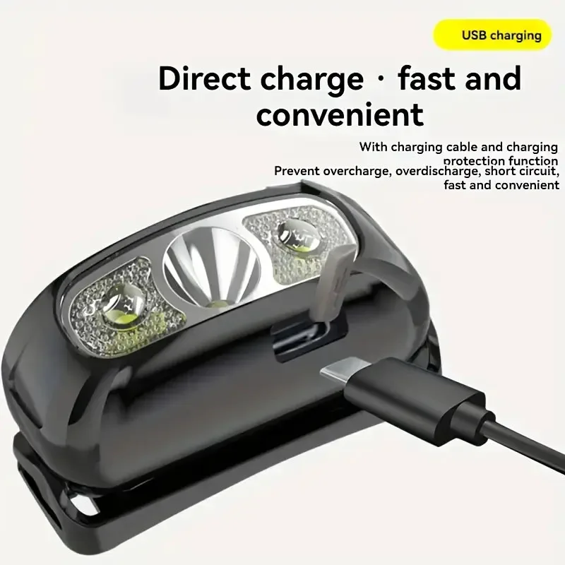1/2PC fuerte Mini faro luz Led noche pesca antorcha lámpara de cabeza al aire libre impermeable Camping portátil LED Sensor faros