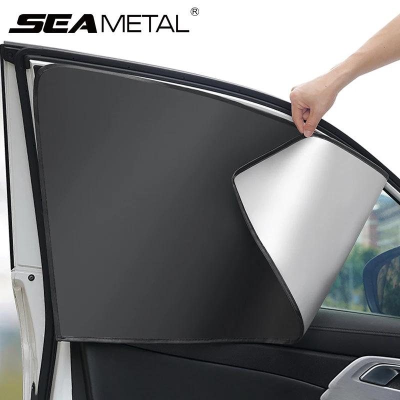 SEAMETAL 2 pièces fenêtre latérale de voiture pare-soleil rideau été Protection solaire pare-soleil couverture UV réfléchissant magnétique voiture rideaux de confidentialité