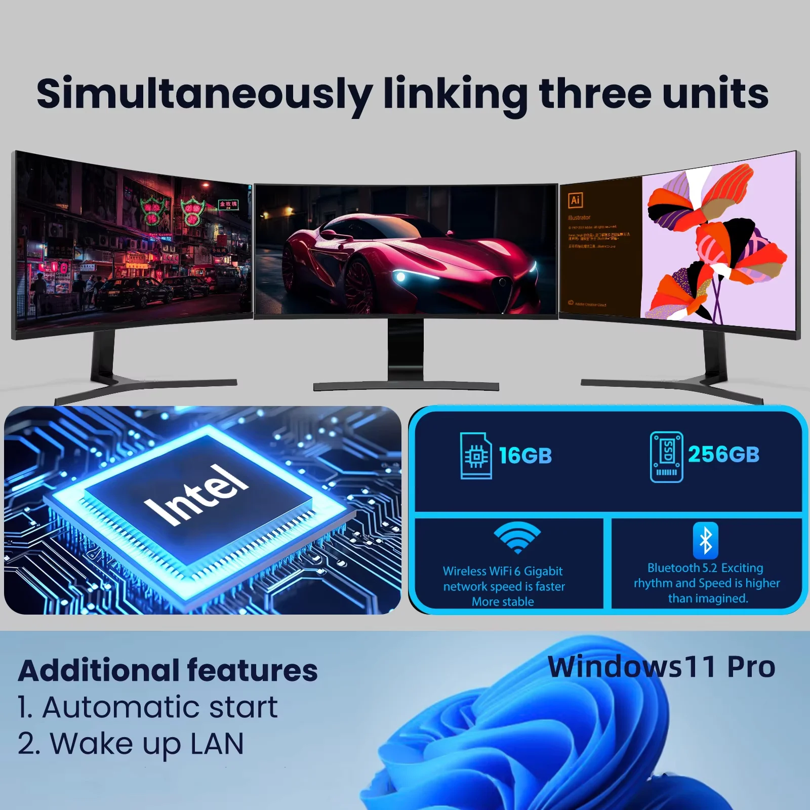 Mini PC Intel Core i9 8950HK Windows 11 16GB DDR4 512GB 1TB SSD PC Gamer Computer Dual WIFI 6 BT5.2 4K HD Mini Gaming Pc Desktop