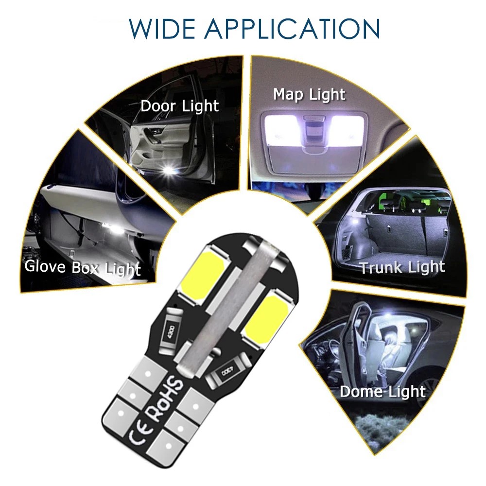 10 STKS T10 w5w Led Canbus Foutloos Auto-interieur Lamp Wit 5730 8 SMD LED 12 V Auto Side Wedge licht Witte Lamp