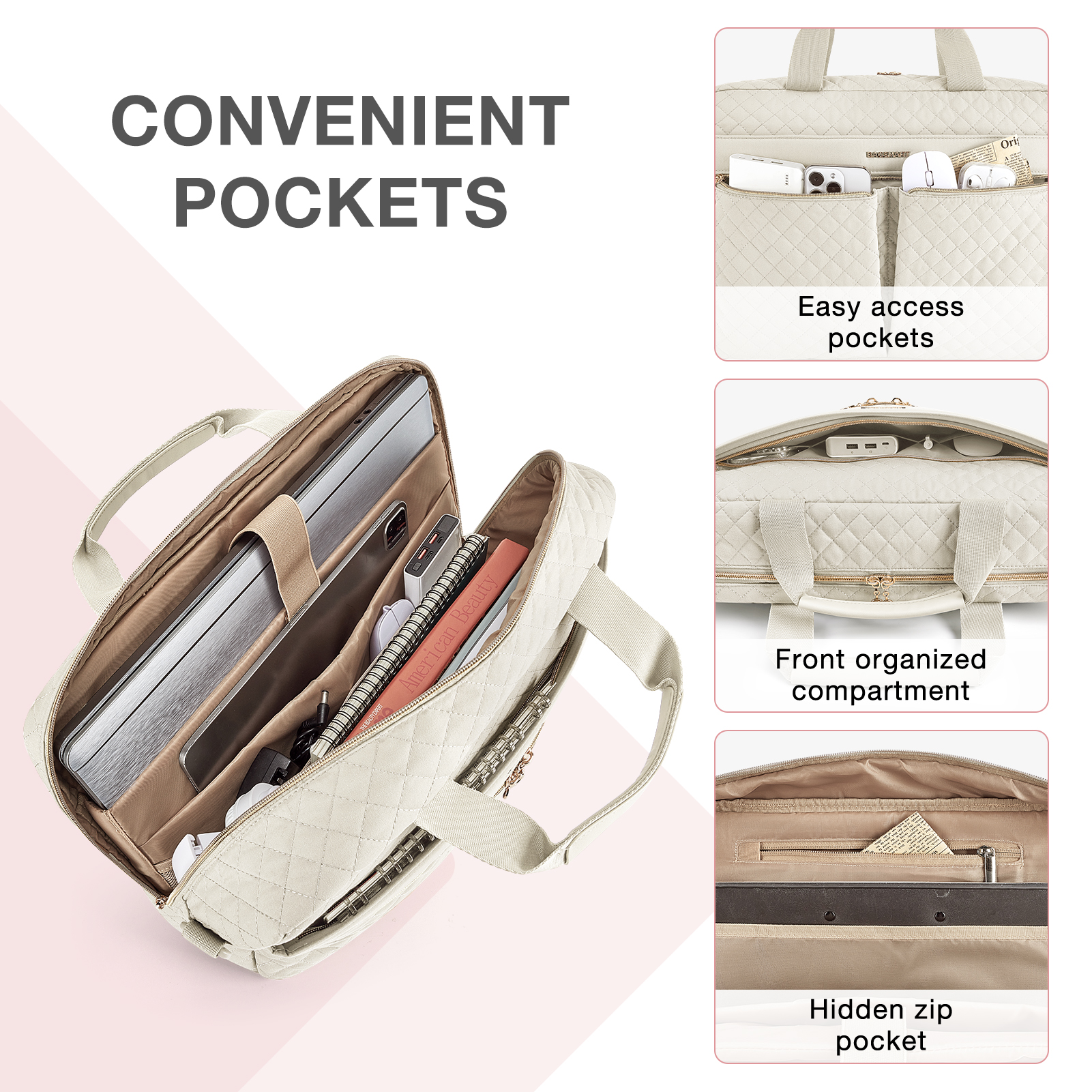BAGSMART 15,6/17,3 ''bolsas para ordenador portátil para mujer maletín bolso de hombro de oficina viaje de negocios bolsa de ordenador bolsa para portátil