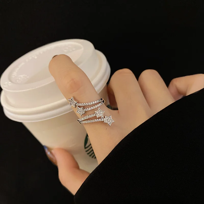 Nuevo anillo redondo geométrico exquisito coreano, anillo de dedo de circón de lujo a la moda para mujer, joyería versátil de temperamento Simple