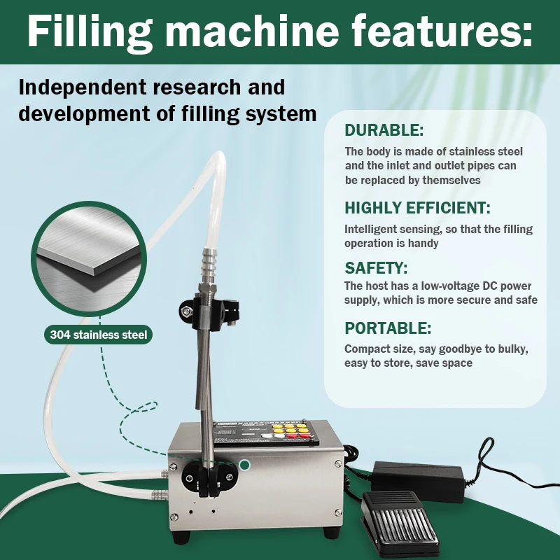 New multi-functional single-head CNC liquid filling machine Pedal diaphragm pump compatible with conveyor belt for wine, essence