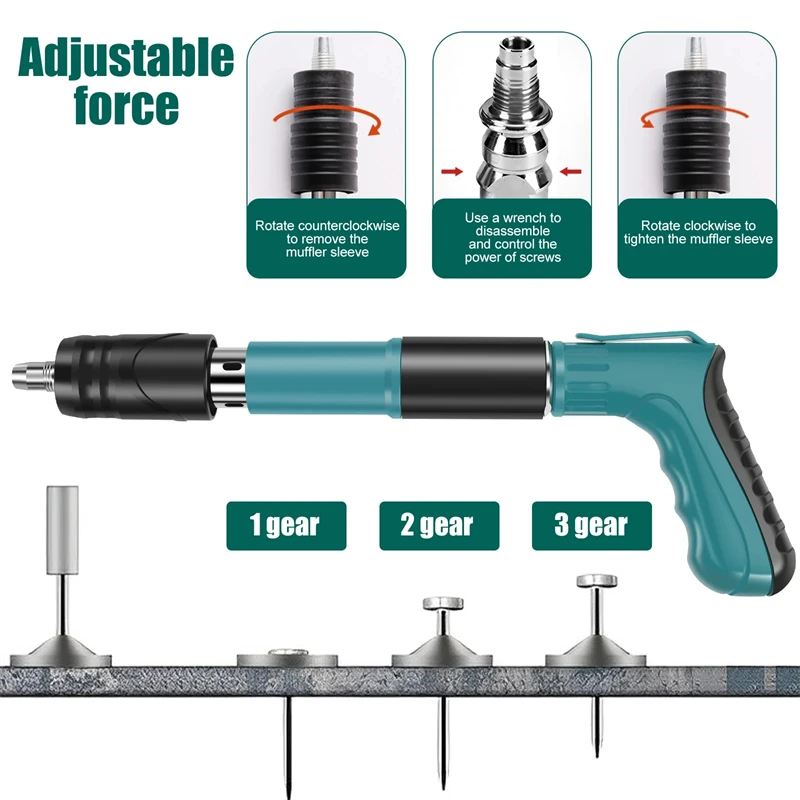 Mini pistola de pregos de aço com 100 peças, pistola de rebite manual de unhas, âncora de parede de concreto, serviço de entalhe de parede, rebite mais rápido