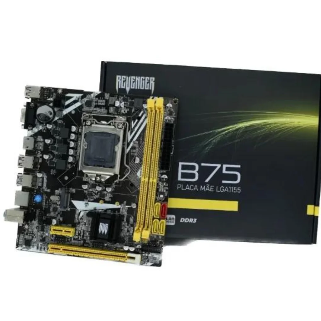 Placa Mãe Gamer LGA 1155 B75, DDR3, M2 NVMe, i3, i5, i7, LAN Giga: Potencialize seu Setup com Suporte para Processadores