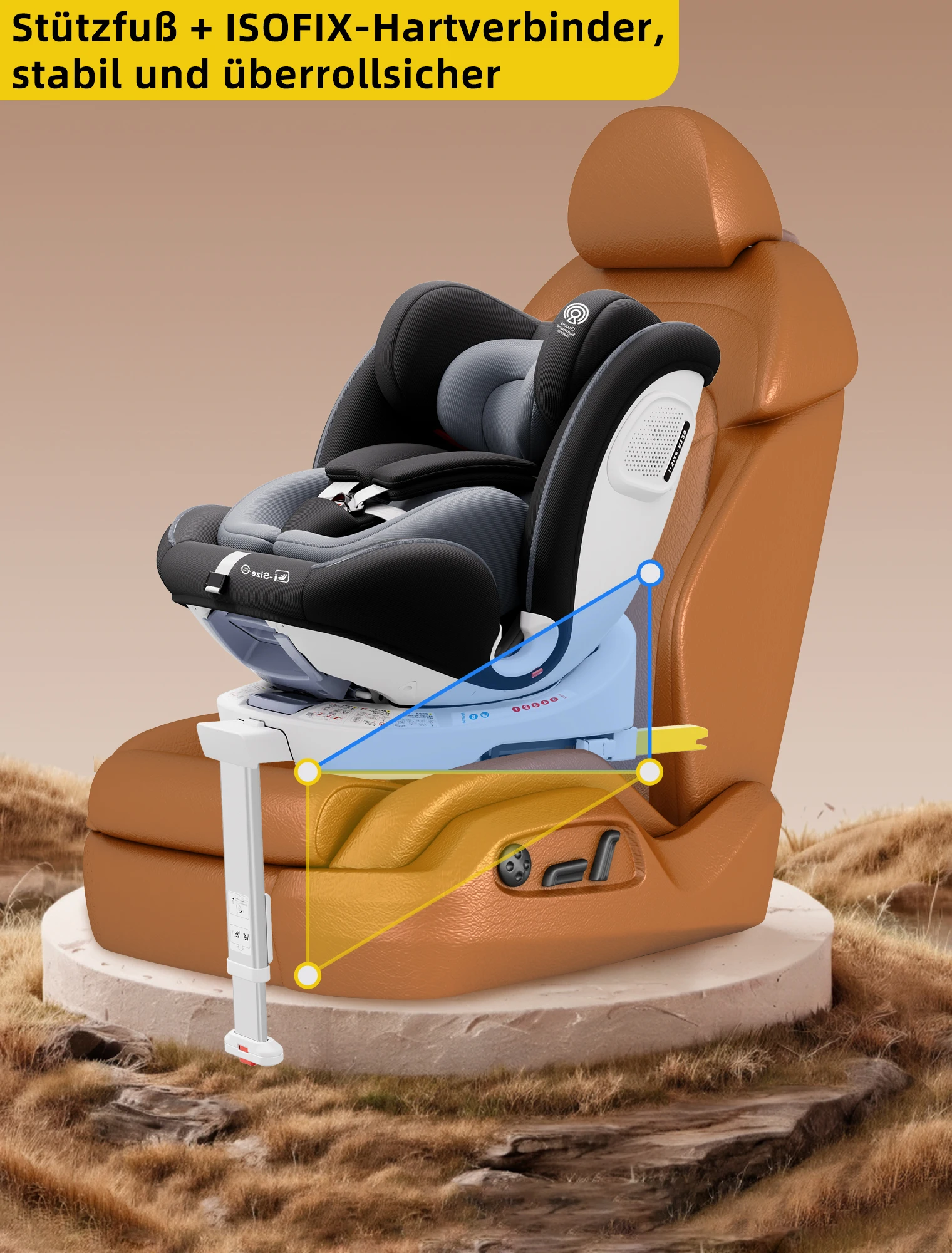 Siège auto bébé AP03 KL005, siège enfant pivotant à 360°, ISOFIX ECE, 40-150 cm, 0-12 ans, 9-36 kg, ceinture 5 points