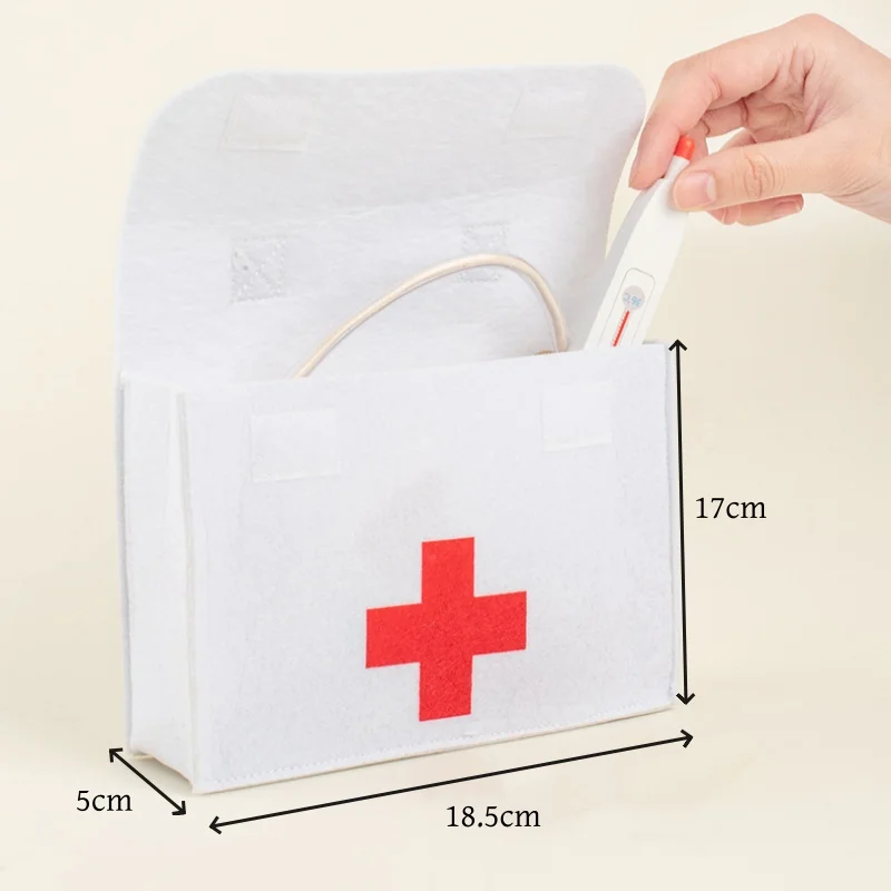 Kit medico in legno per bambini, prelievo set da gioco per i più piccoli con borsa medica per ragazzi e ragazze, divertente gioco di ruolo