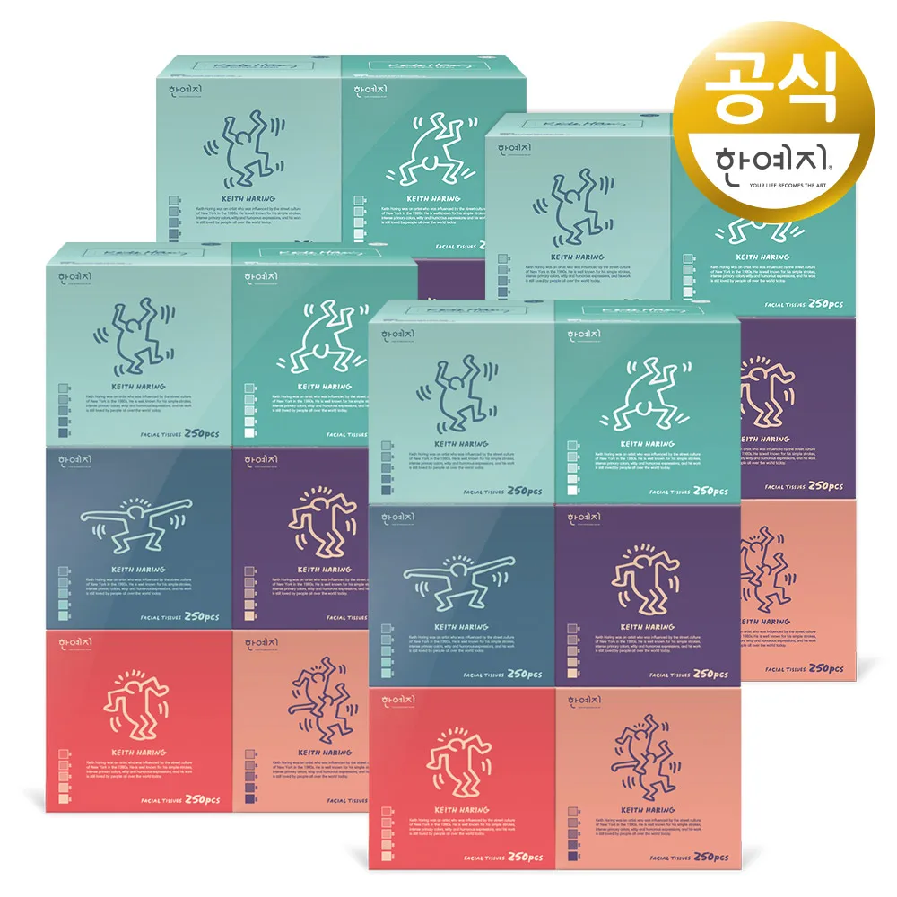 한예지 키스해링 오브제[OBJET] 천연펄프 미용티슈 250매 6입 4팩