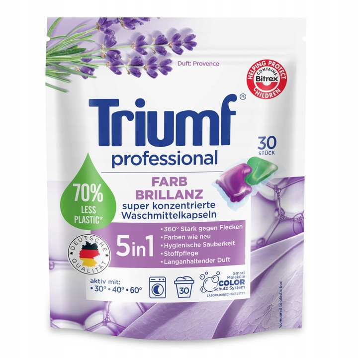 Kapsułki do prania TRIUMF kolor kolorowych ubrań niemieckie DE 30 szt