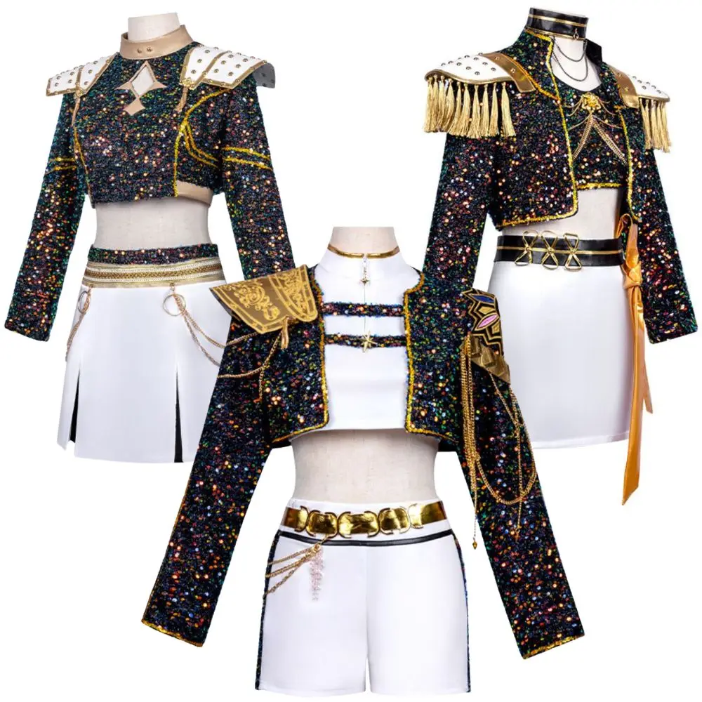Bambini Ragazze Kpop Rumi Demon Hunters Zoey Mira Cosplay Fantasia Costume per Bambino Idol Gioco di Ruolo Abiti Vestito di Carnevale di Halloween
