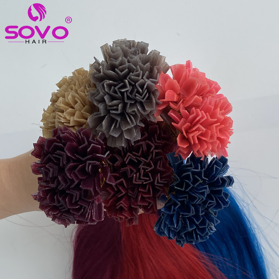 Extensiones de cabello con punta en V prepegado, extensiones de cabello humano con queratina, 12-26 pulgadas, 100 hebras, 100% cabello Remy Real, liso y sedoso