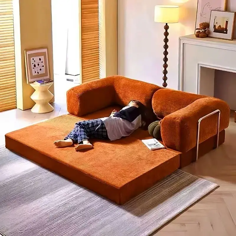 O mais recente europeu retro high-end veludo sala de estar sofá compressão a vácuo sofá cama dobrável personalizável móveis para casa