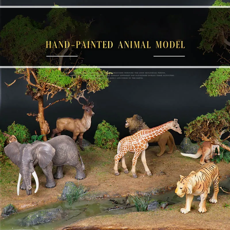 シミュレーション野生動物象ライオン Graffe ヒグマアクションフィギュア野生動物ニホンジカカバシマウマワニ置物子供のおもちゃ