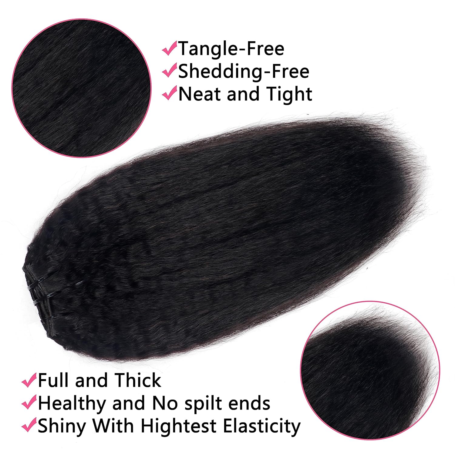 Grampo reto crespo em extensões de cabelo 8 unidades/conjunto 1B # Extensões de cabelo preto natural peruca humana real para mulheres 10-26 polegadas
