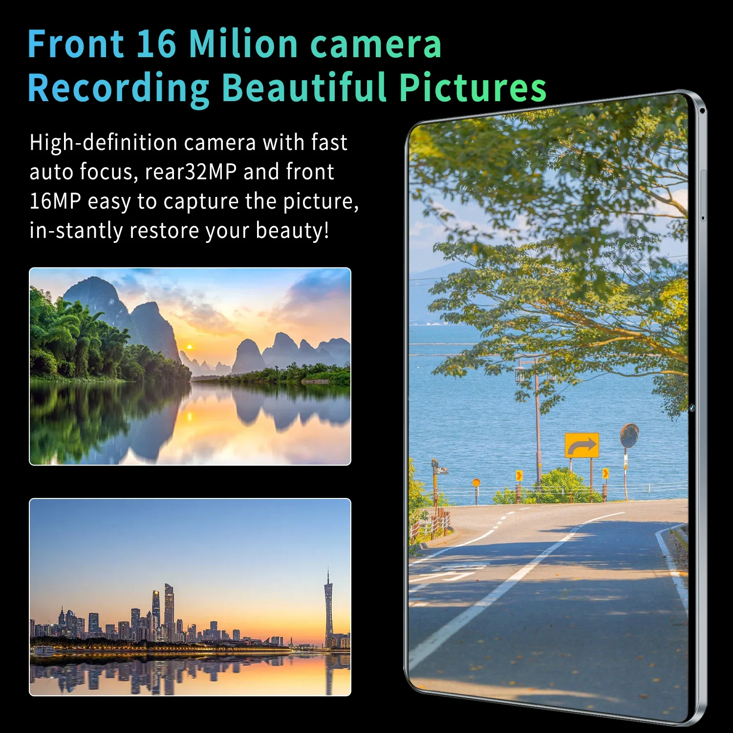 2024 New 5G tablet PC 11.6 inch tablet android 16GB+1TB ROM 16MP+32MP Network 12000mAh Android 13.0 Wifi Bluetooth Dual SIM