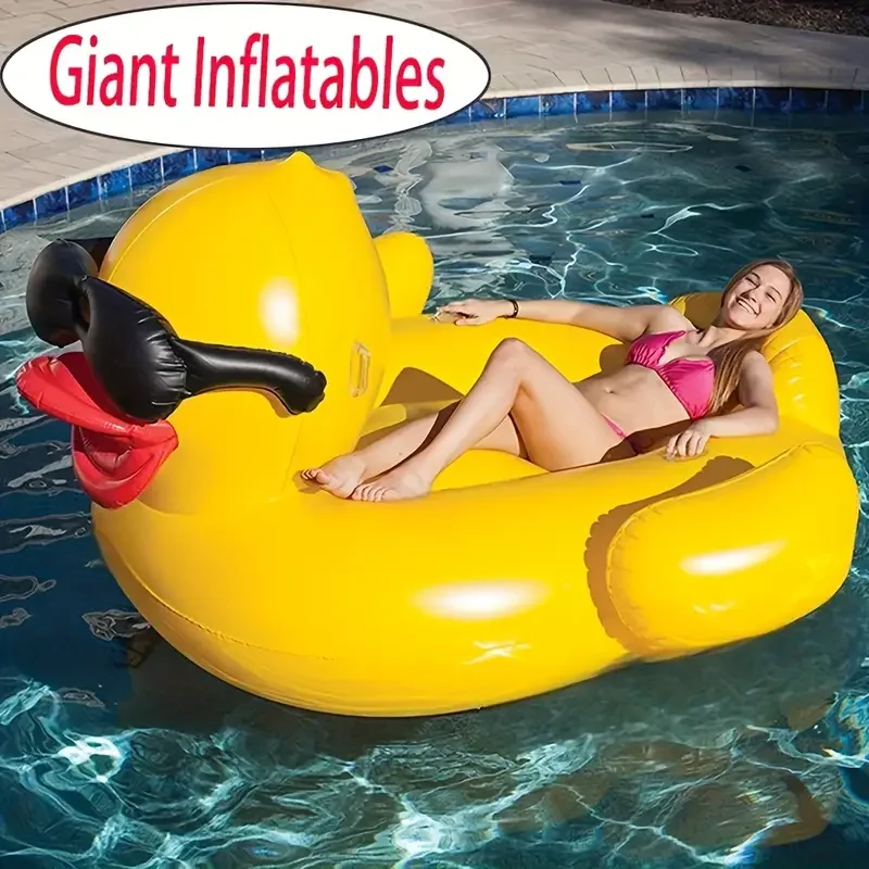 Cama flutuante espessada para piscina, colchão de ar, pato gigante, inflável, espreguiçadeira de água, adequada para piscina e festa na praia