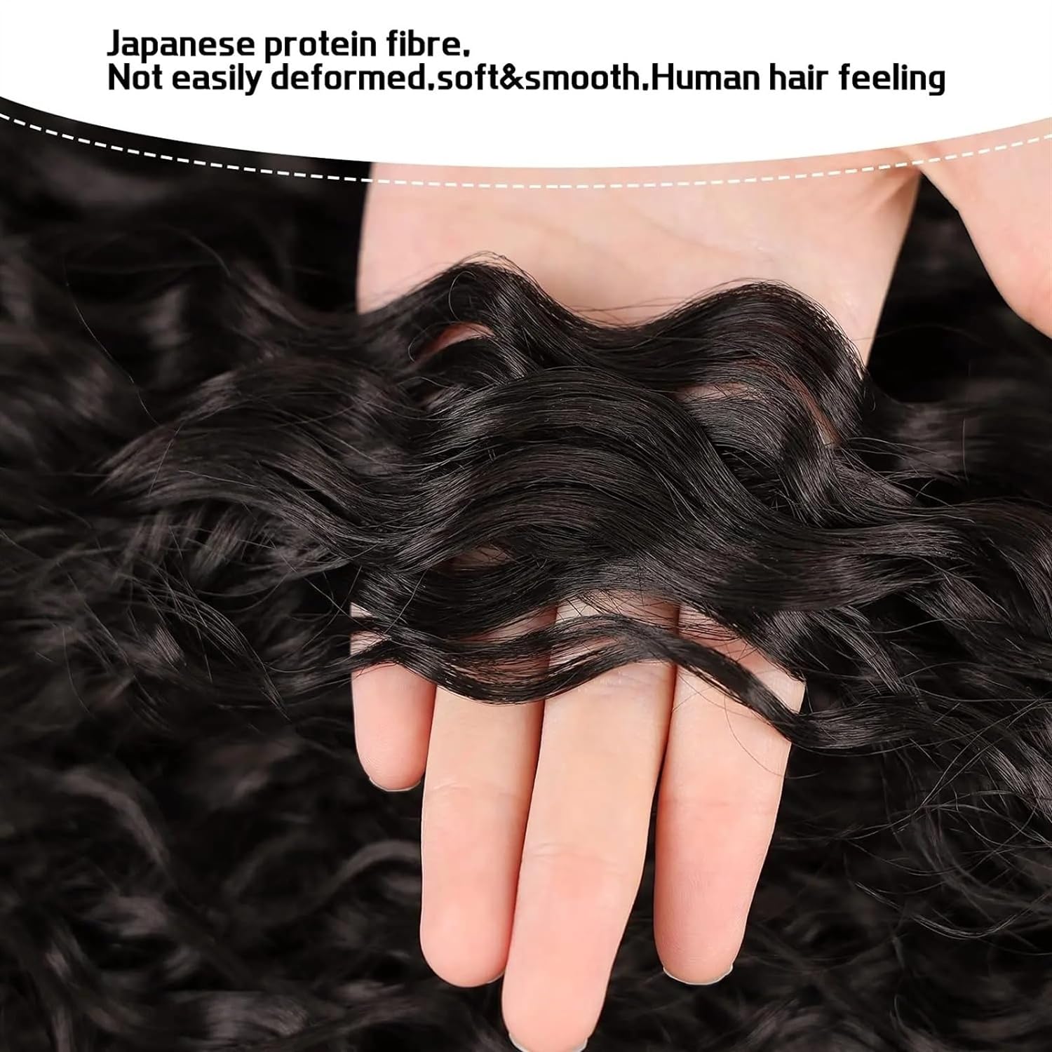 Extensões de rabo de cavalo encaracolado onda de água profunda cordão rabo de cavalo natural cor preta 100% cabelo humano com clipe grosso rabo de cavalo cabelo