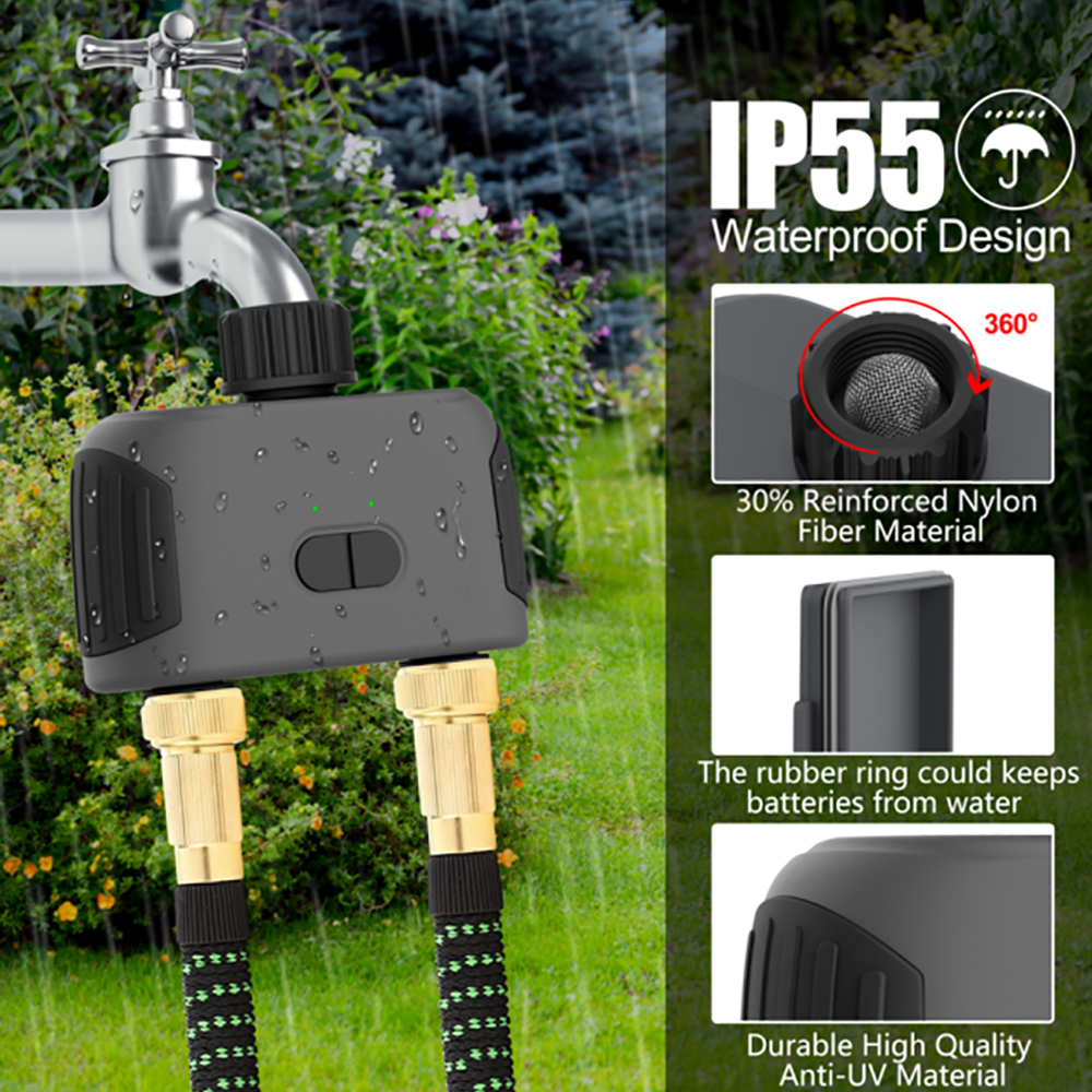 Tuya inteligente jardim rega temporizadores 2 saída sprinkler controlador de irrigação por gotejamento válvula água chuva atraso controladores programáveis