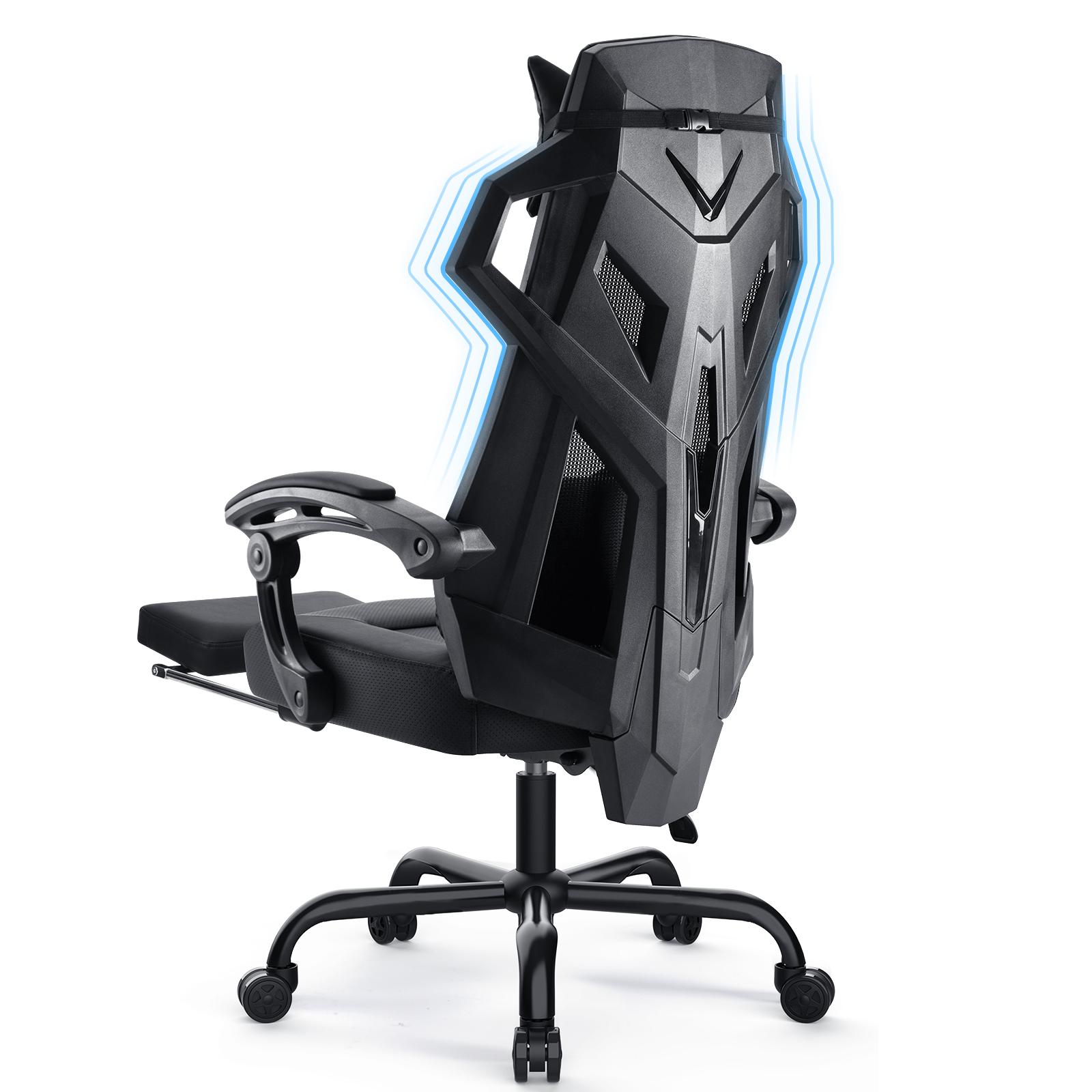 GTPLAYER Ergonomic Office chair Desk chair Gaming chair Swivel chair Adjustable Lordo Support Headrest Back Sone