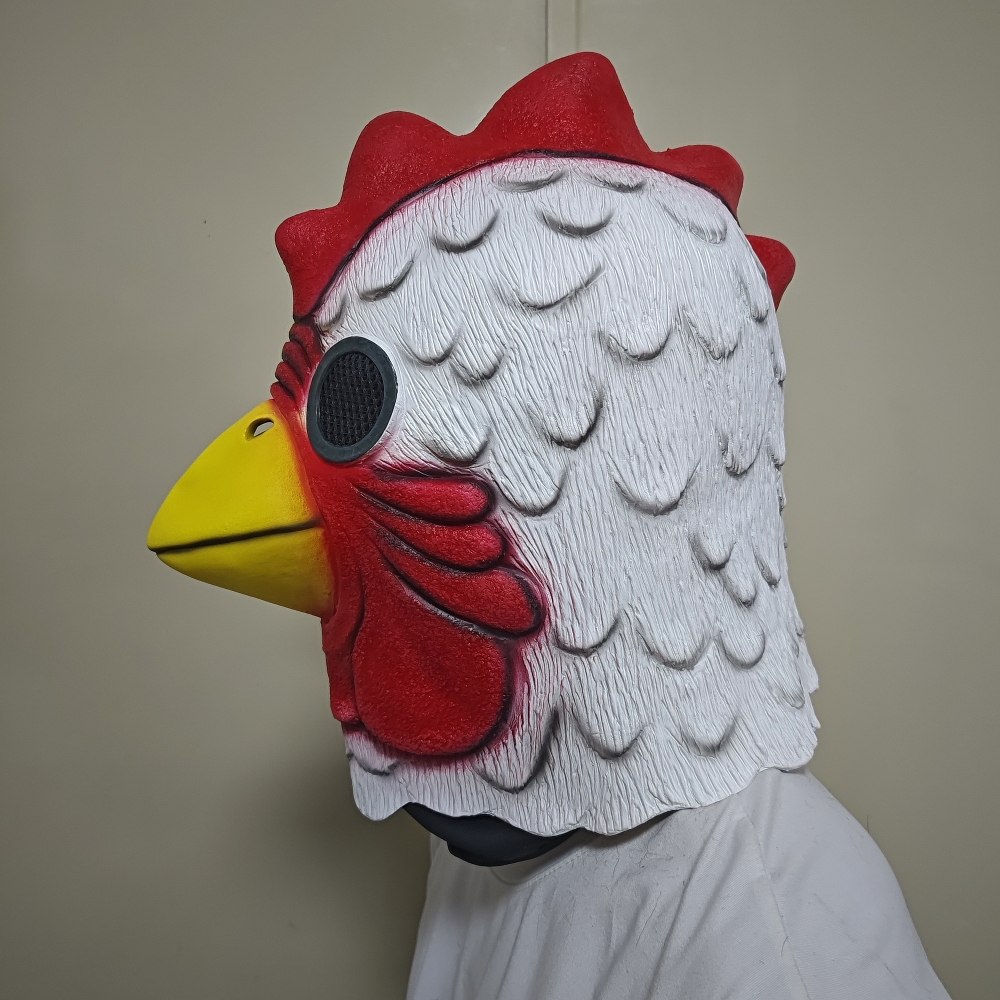 Latex Cartoon Hahn Kopf Abdeckung Halloween Huhn Kostüm Maske Miami Cosplay Deluxe Hahn Maske Tier Karneval Party Requisiten