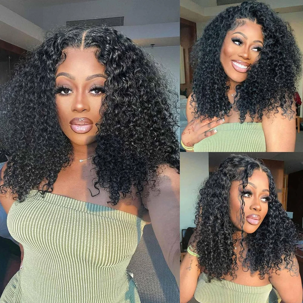 13x4 ลูกไม้ด้านหน้า Bob วิกผมผมมนุษย์ 100% ธรรมชาติ Curly สั้น Bob Wigs 4x4 ปิดลูกไม้วิกผมโปร่งใสวิกผมลูกไม้