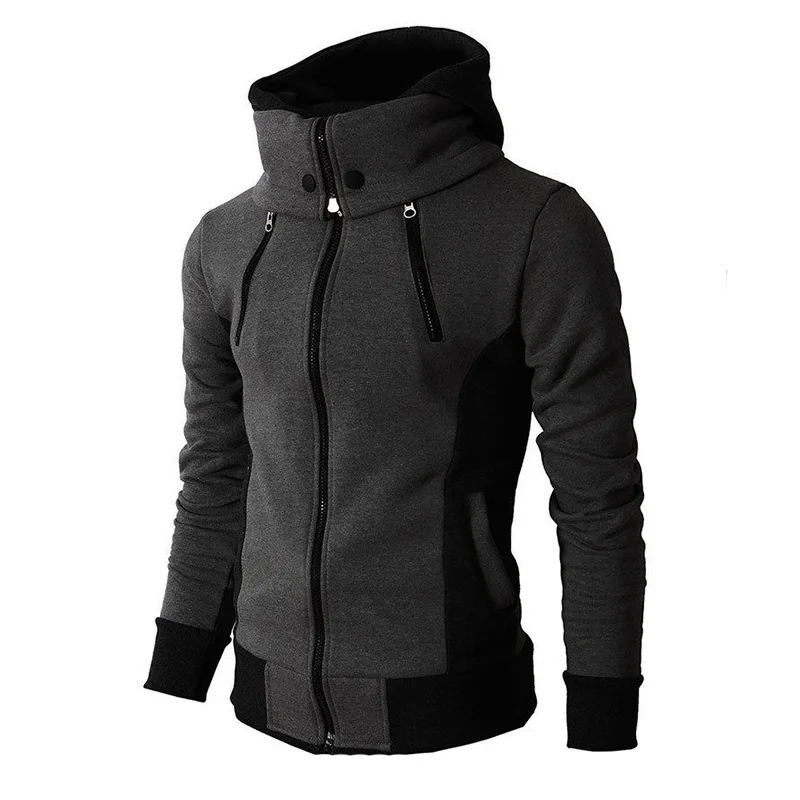 Chaquetas con cremallera para hombre, abrigos informales de lana para otoño e invierno, chaqueta Bomber con cuello y bufanda, prendas de vestir con capucha a la moda para hombre, Sudadera con capucha ajustada 2023