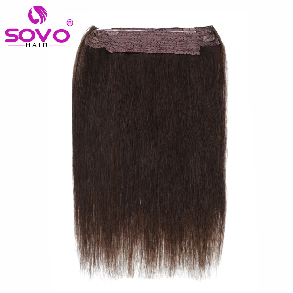 Halo extensões de cabelo com fio escondido, clipe no cabelo, Ombre cor marrom, Remy Fish Line, 100% cabelo humano, 14-28 em