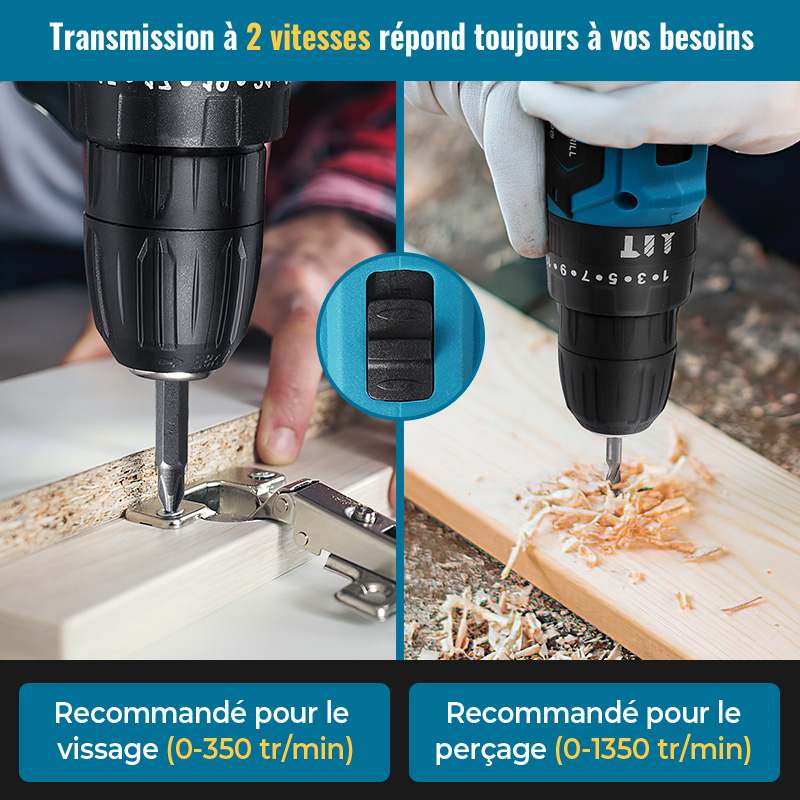 Perceuse à percussion sans fil 28V, tournevis multifonctionnel, perceuse électrique Rechargeable, batterie au Lithium, vitesse 1350 tr/min, outil électrique