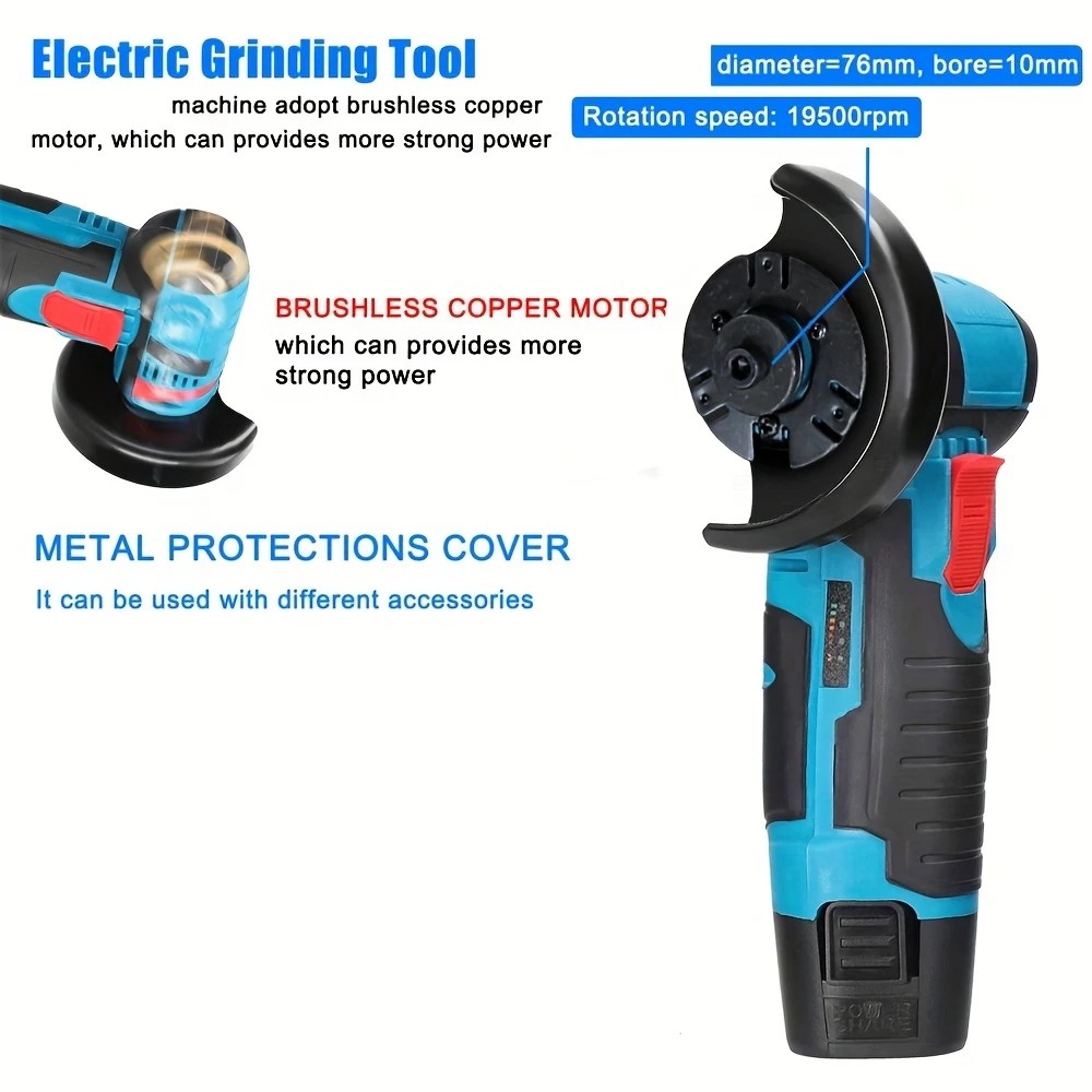 19500rpm 12v mini rebarbadora máquina de moagem sem fio bateria de lítio recarregável moedor amortecimento poder você