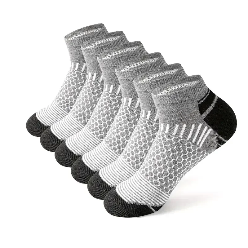 6 pares de calcetines deportivos cortos para hombre: calcetines deportivos que absorben la humedad, transpirables y para todas las estaciones