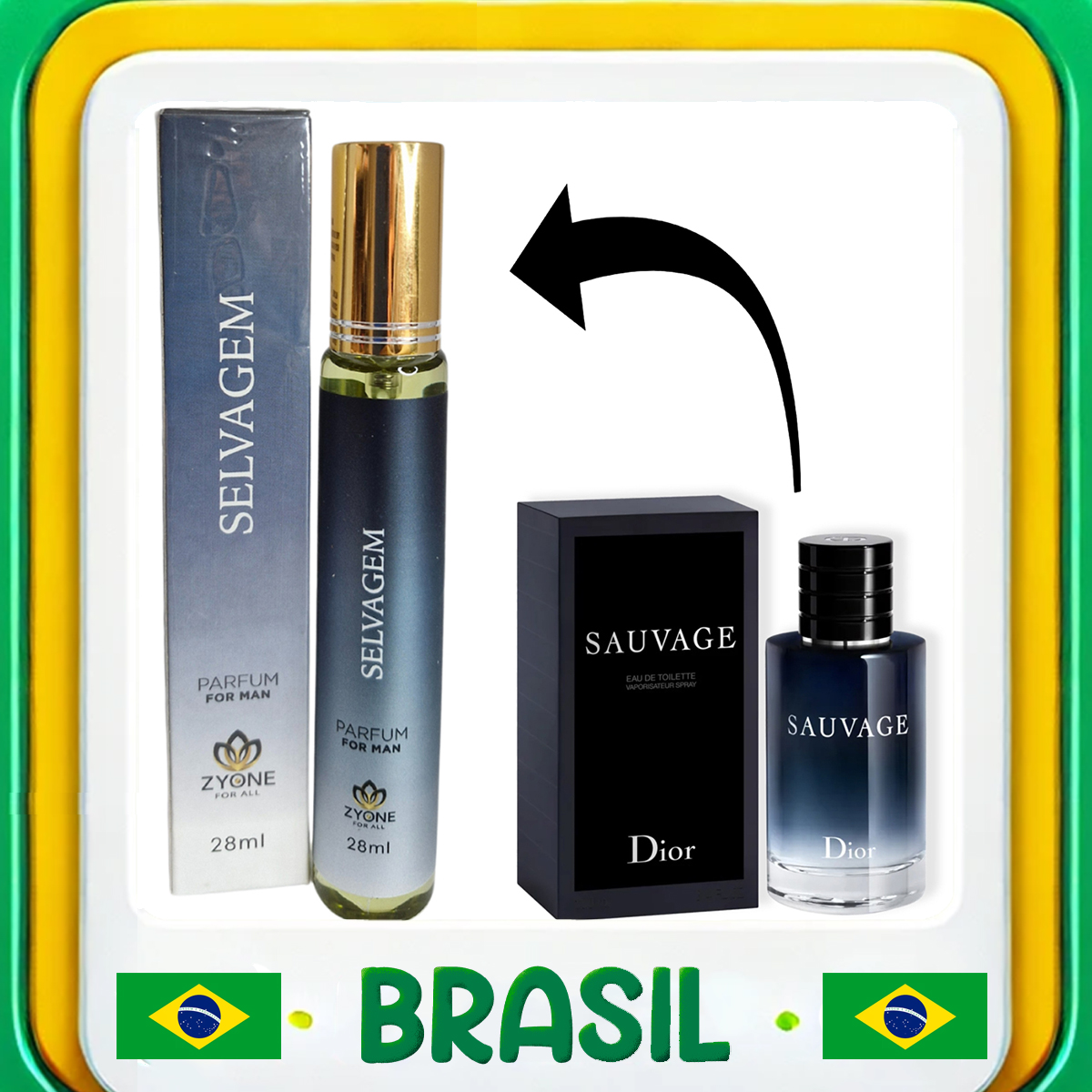 Perfume Masculino Selvagem 28ml Zyone Eau de Parfum EDP alta Fixação Frangrância Importada - Envio do Brasil