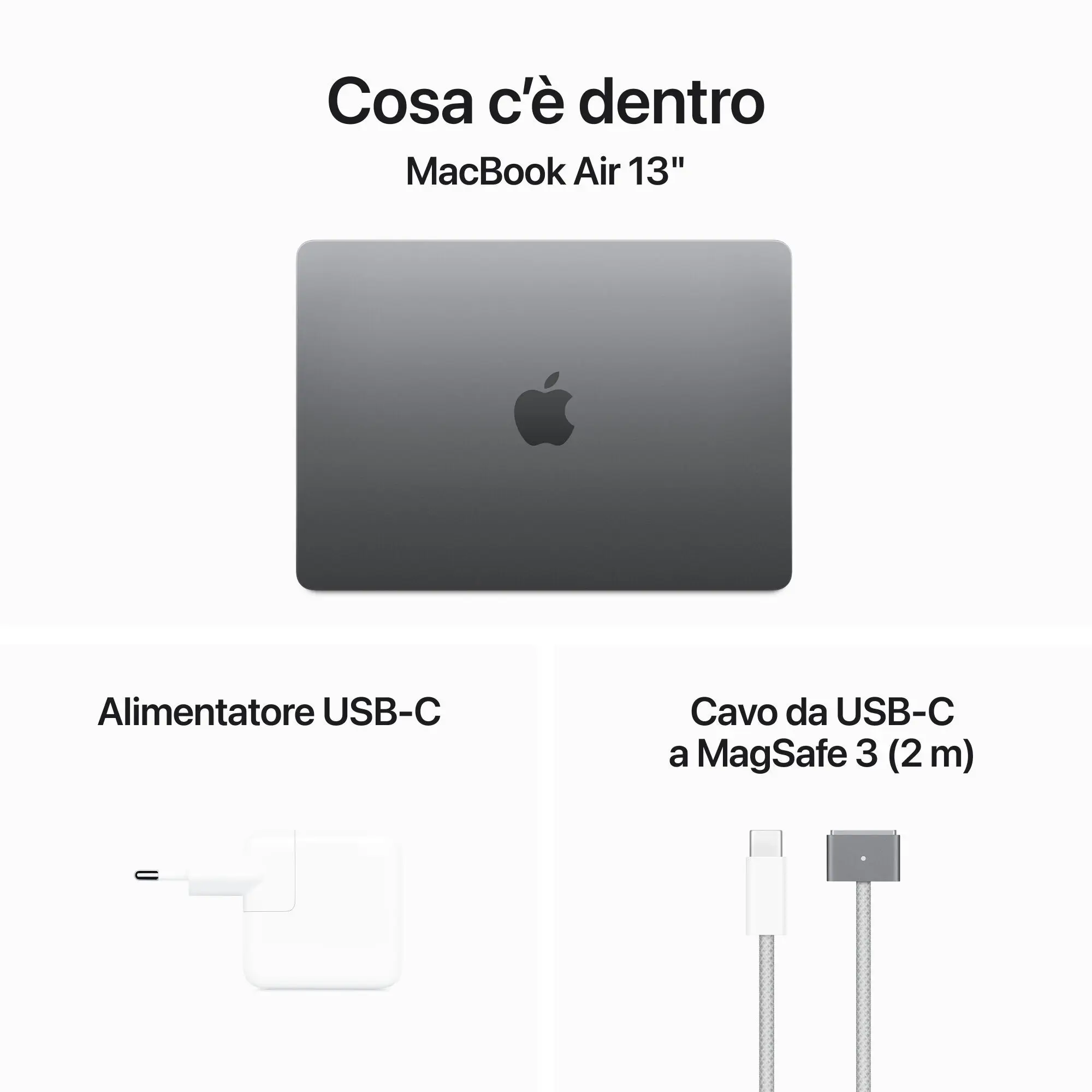 MacBook Air 13" Chip M3 con CPU 8-core e GPU 10-core - 24GB di memoria unificata e SSD da 512GB - Grigio Siderale - MC8M4T/A