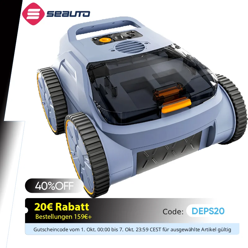 Aspirapolvere per piscina Seauto, 3 modalità per piscine interrate e fuori terra fino a 2150 mq. Piede, dura fino a 150 minuti, motore brushless da 180 W