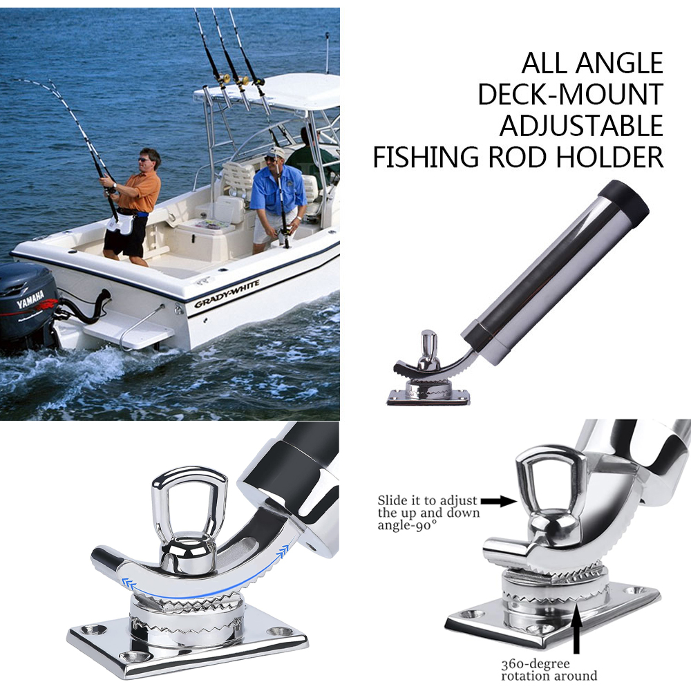 Support universel de canne à pêche en acier inoxydable 316, 360 degrés, support de pont, canne à Yacht, accessoires de bateau, Marine