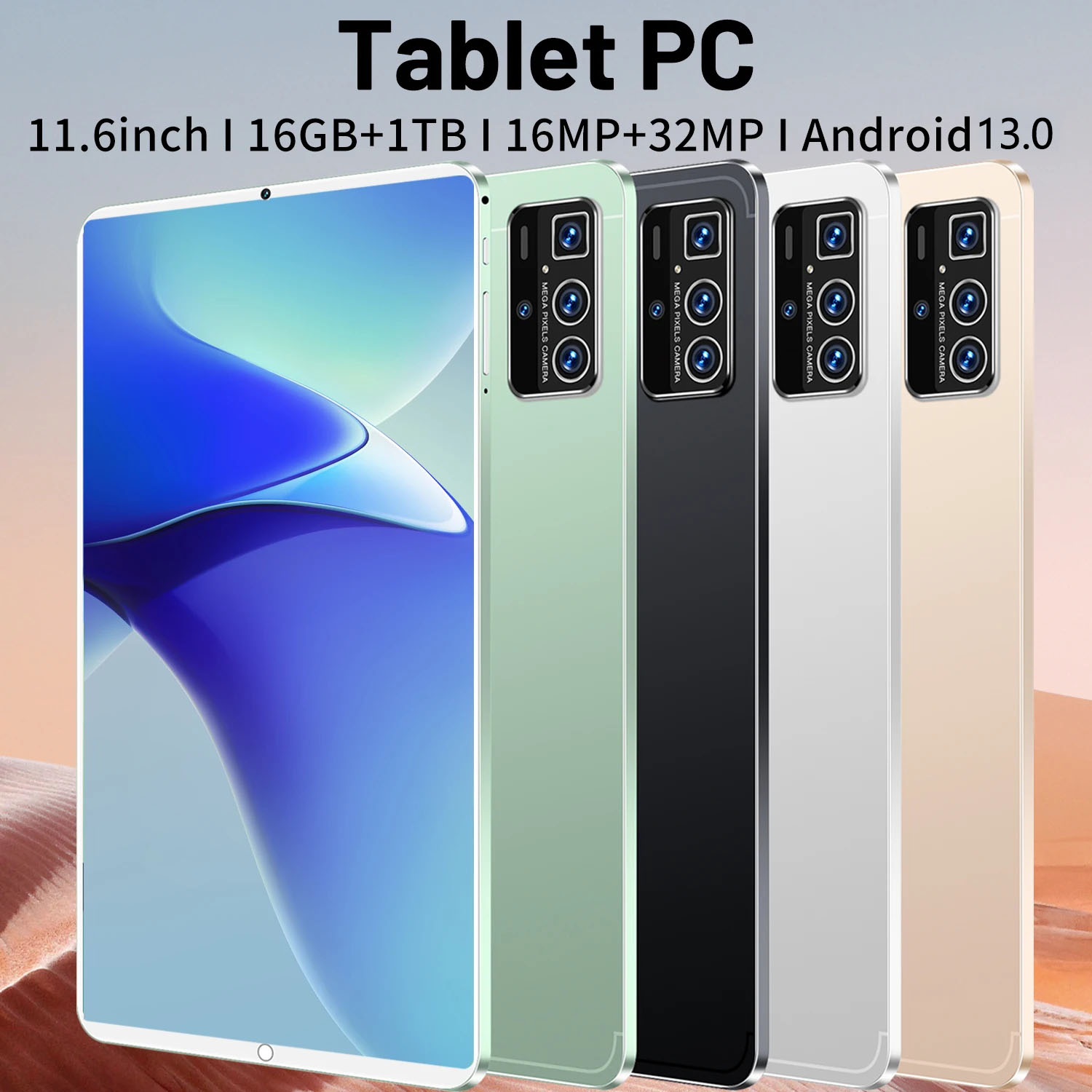 2025 5G tablette Android 13.0 tout neuf 11.6 pouces 16GB RAM 1 to ROM tablette 16MP 32MP 12000mAh 10 cœurs WIFI Bluetooth réseau tablette
