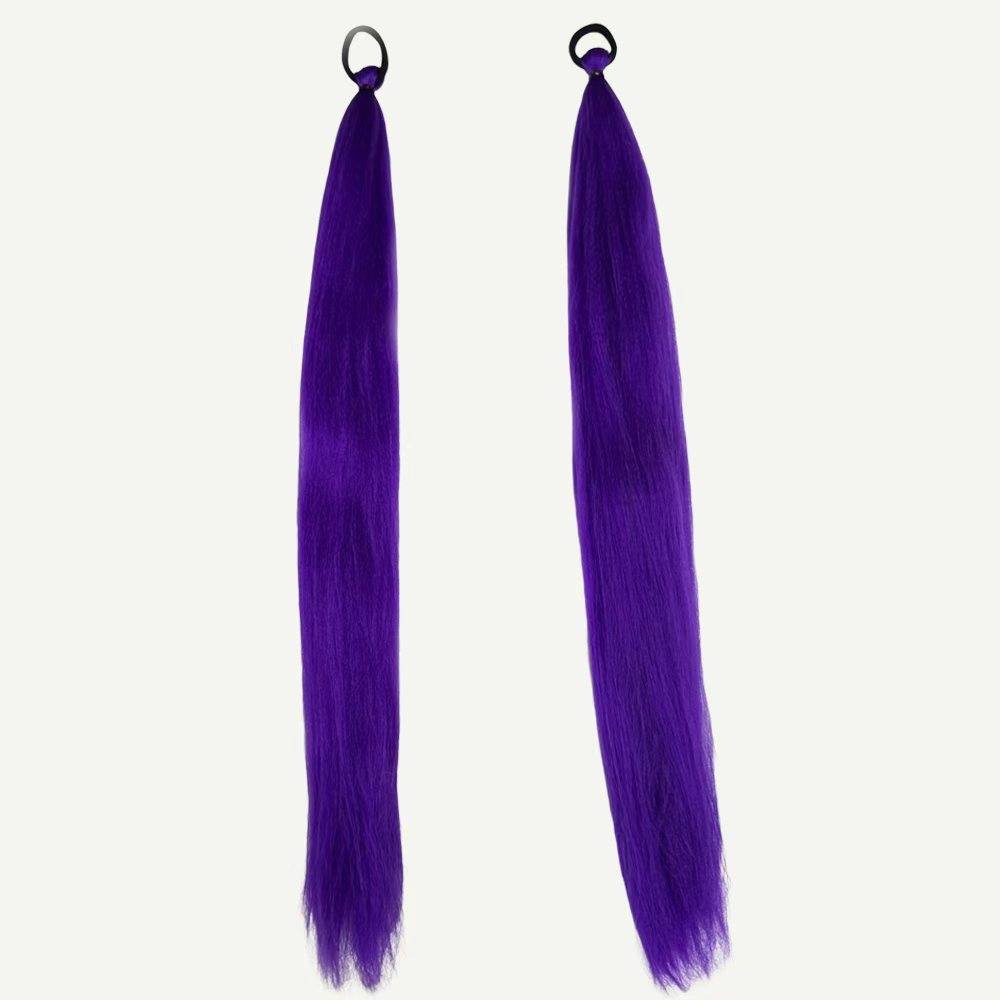2 pièces synthétique droite Kpop Rumi chasseurs de démons Cosplay perruque queue de cheval avec cheveux tressage queue de cheval cheveux Halloween accessoires