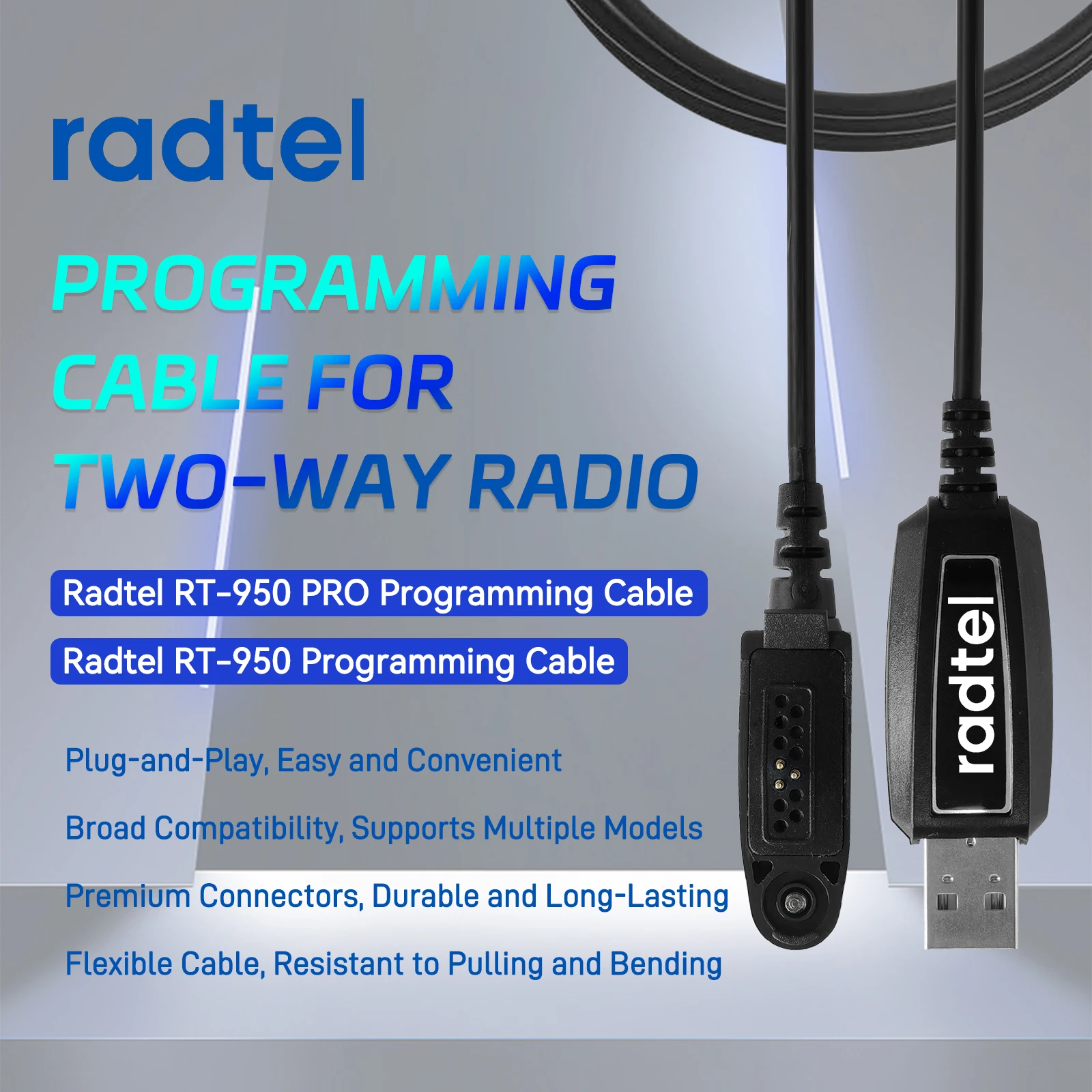 Kabel programujący USB Radtel RT-950 do radiotelefonu krótkofalowego, interfejs typu C, do Radtel RT-950 RT-950 PRO