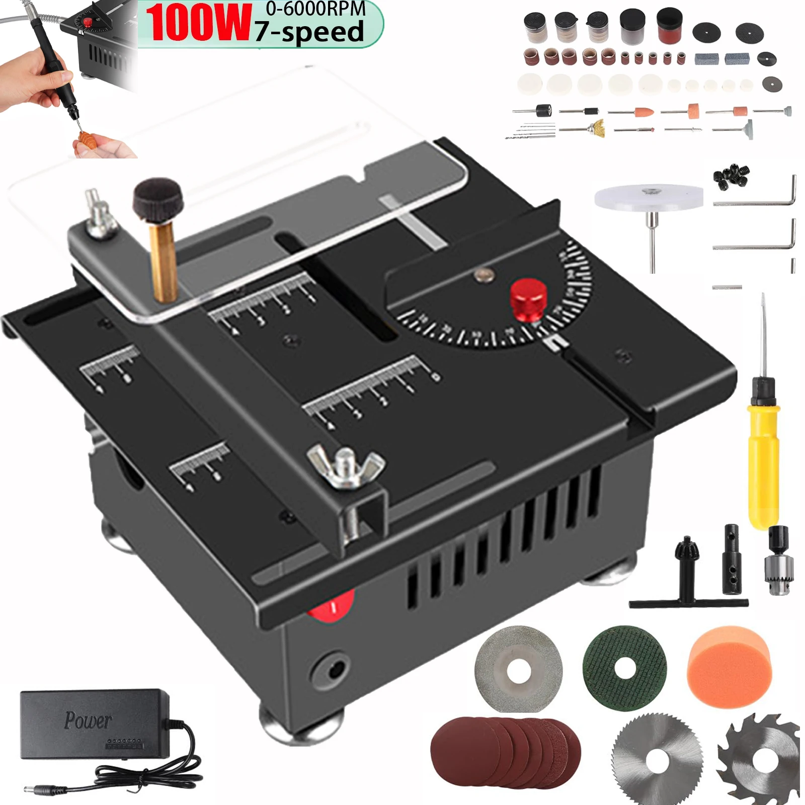 100W Mini Sega Da Tavolo 5000RPM Piccola Lavorazione Del Legno Sega Da Banco Elettrica Fatta A Mano FAI DA TE Modello di Hobby Artigianato Macchina Da Taglio 16mm Lama strumento