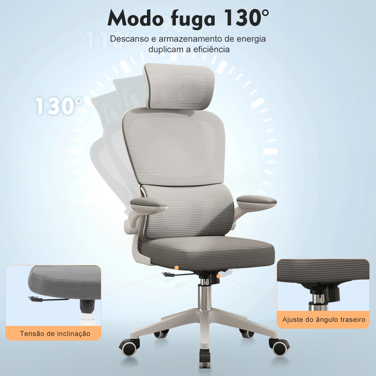 Cadeira ergonômica Python Fly, cadeira lombar móvel para uso doméstico, tecido de malha, envio para o Brasil