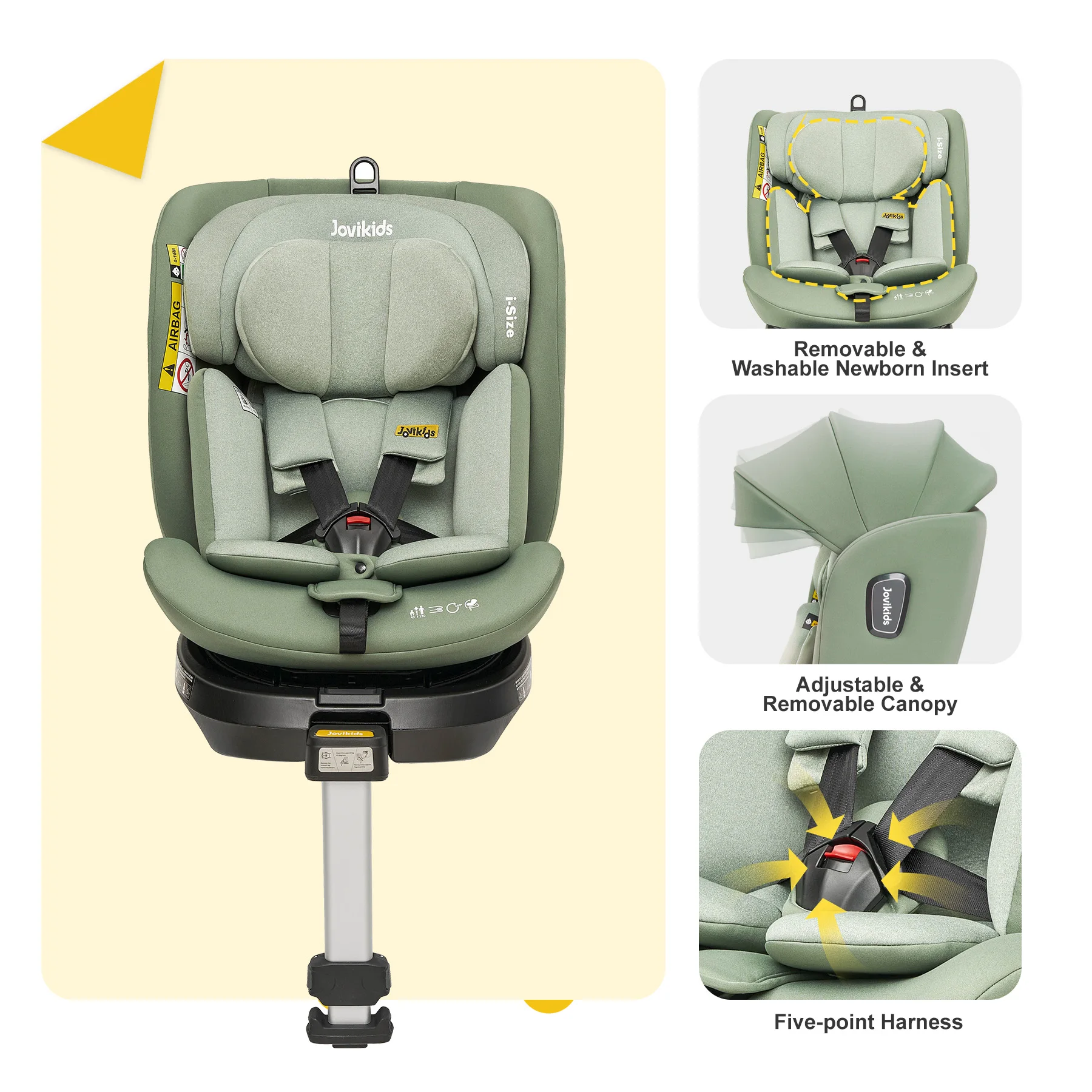 Jovikids Ranger 360 °   Siège auto pour bébé avec jambe de soutien pivotante taille i 40-150 cm