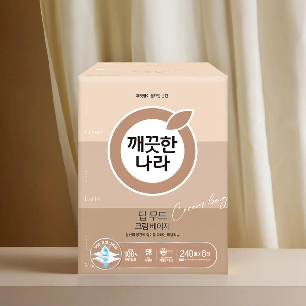 깨끗한나라 딥 무드 크림 베이지 미용티슈 240매6입