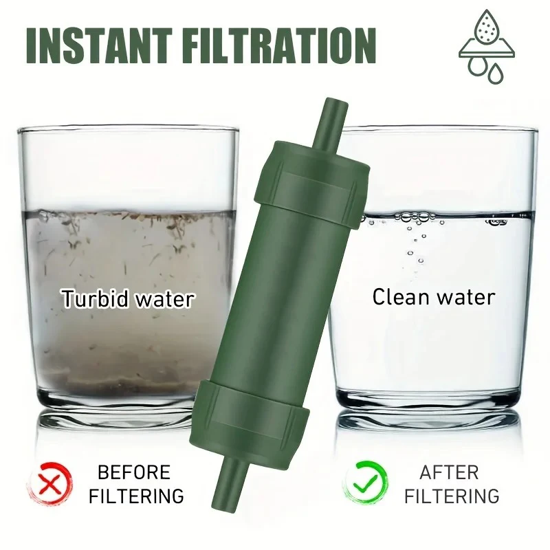 1pc Outdoor Mini Camping Reinigung Wasserfilter Stroh Tup Kohle faser Wasser beutel für Überleben oder Not versorgung