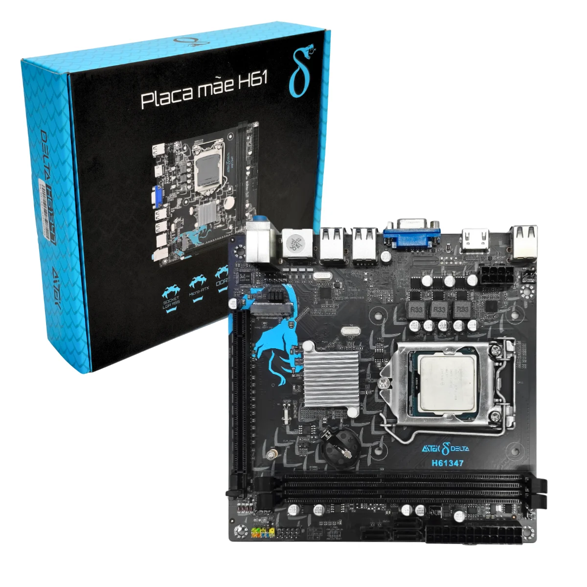 Kit Placa Mae Micro ATX Chipset H61 E Processador Intel Core i5 3470 3.20GHz HDMI VGA DDR3 16GB SATA M2