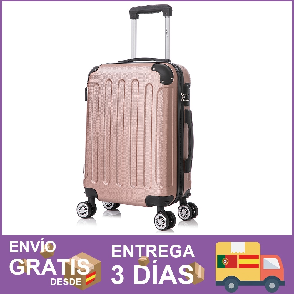Maleta Cabina ABS 55x40x20cm (40L) - Equipaje de Mano Trolley pequeña - Ryanair Vueling - Rosadorada/Negro/AzulMarino/Amarillo/RosaClaro/Turquesa/Plata/Rojo